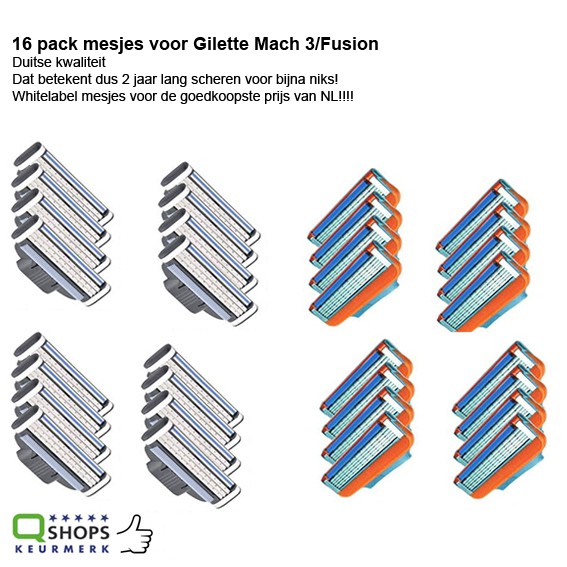 123 Dagaanbieding - 16 Pack Mesjes Voor Gillette Mach 3/Fusion