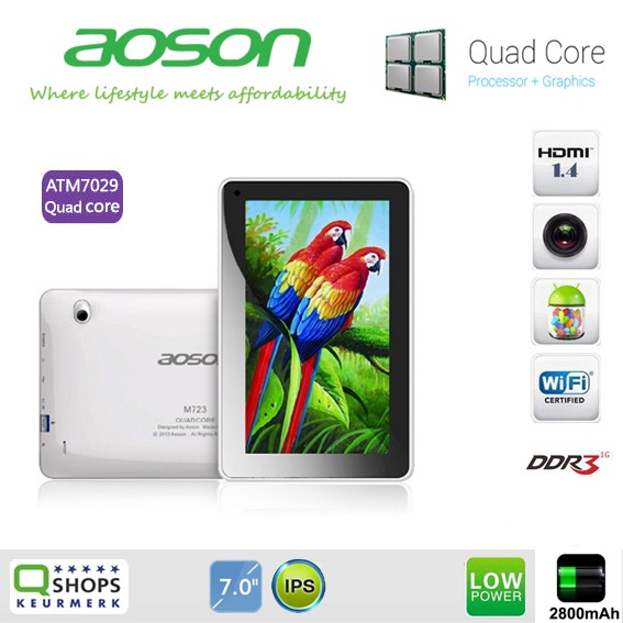 123 Dagaanbieding - Aoson M723 7" Quad Core Tablet Met Hd Tft Scherm