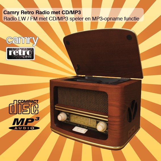 123 Dagaanbieding - Camry Retro Radio Met Cd/mp3