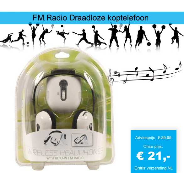 123 Dagaanbieding - Draadloze Koptelefoon Incl. Fm Radio