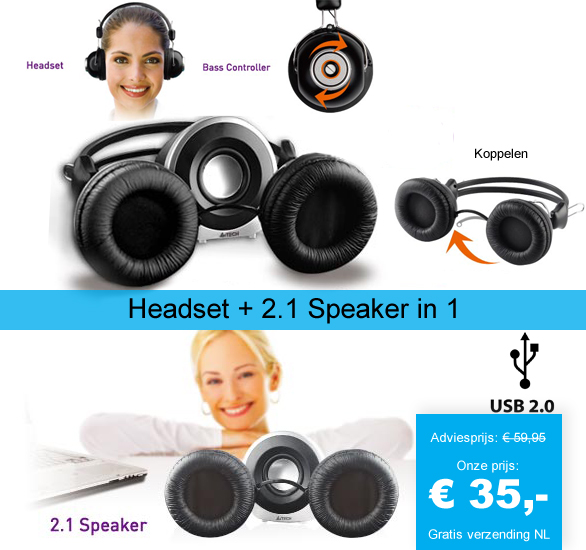 123 Dagaanbieding - Headset + 2.1 Speaker In 1