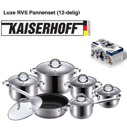 123 Dagaanbieding - Kaiserhoff Luxe Rvs Pannenset (12-Delig)