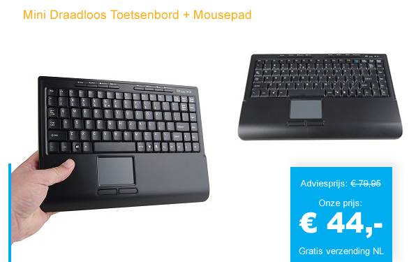 123 Dagaanbieding - Mini Draadloos Toetsenbord + Mousepad