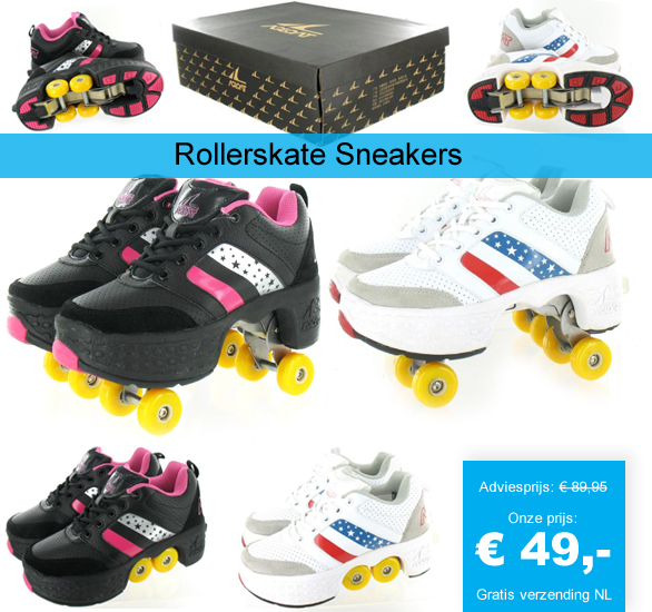123 Dagaanbieding - Rollerskate Sneaker - Zwart Of Wit - Mt 35 T/m 39