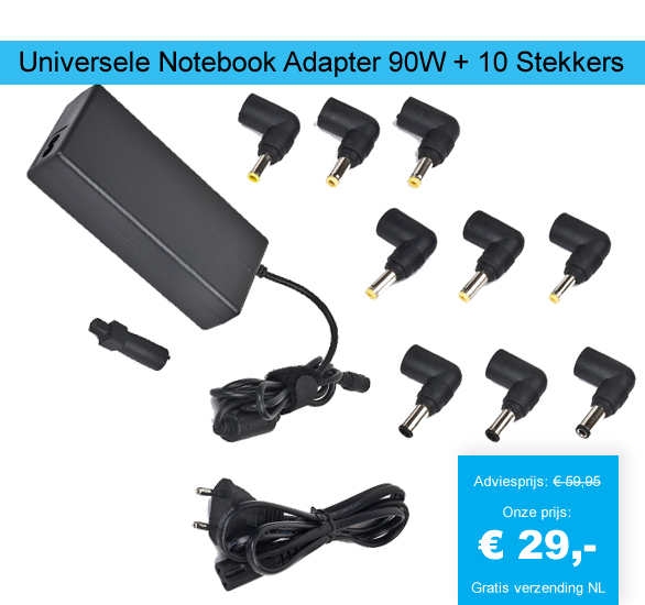 123 Dagaanbieding - Universele Notebook Adapter 90W + 10 Stekkers