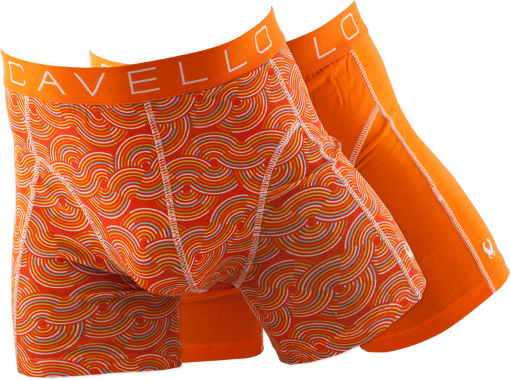 Een Dag Actie - 2-Pack Cavello Boxershorts Oranje Print-Uni