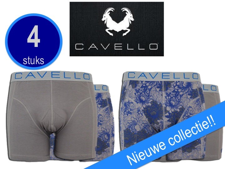 Een Dag Actie - 4-Pack Cavello Boxershorts Grijs Blauw