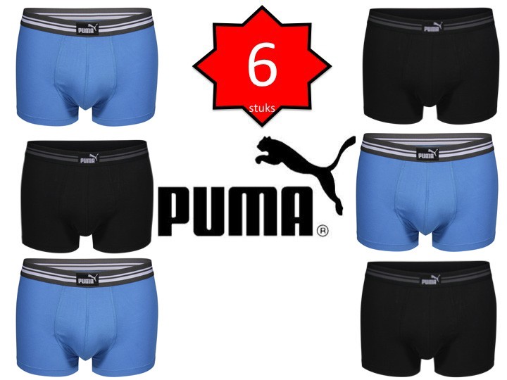 Een Dag Actie - 6X Boxershorts Puma Uni Zwart-blauw