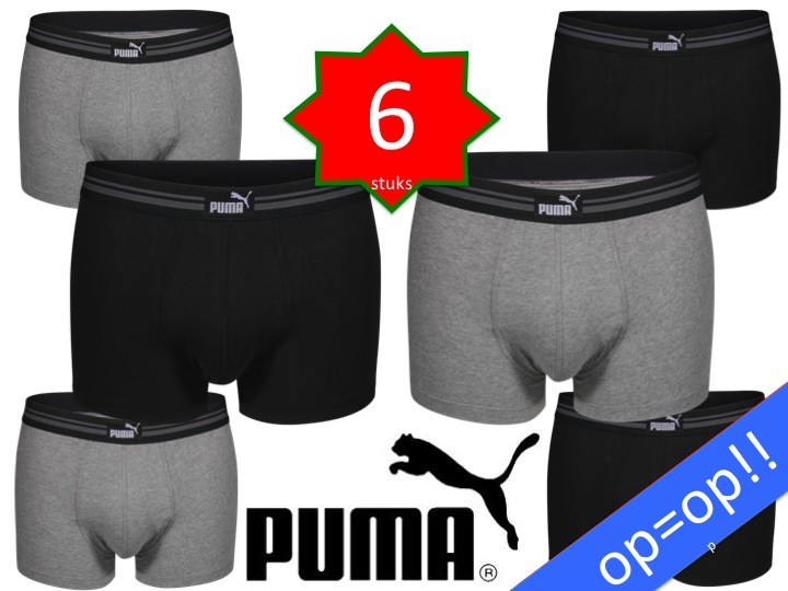 Een Dag Actie - 6X Boxershorts Puma Uni Zwart-grijs