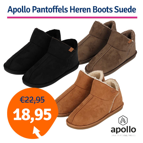 Een Dag Actie - Dagaanbieding Apollo Pantoffels Heren Boots Suede