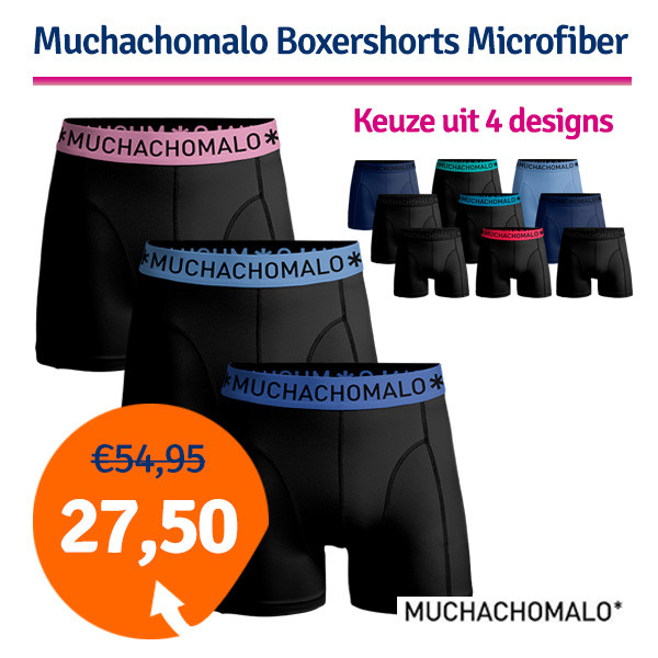 Een Dag Actie - Dagaanbieding Muchachomalo Microfiber Boxershorts 3-Pack