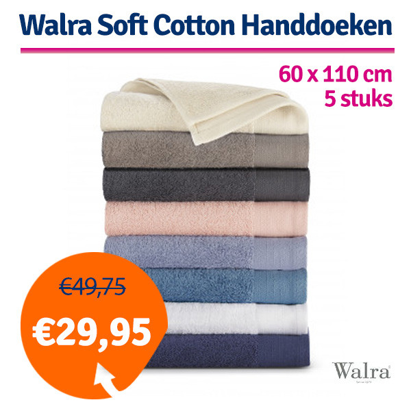 Een Dag Actie - Dagaanbieding Walra Soft Cotton Handdoeken 60 X 110 Cm 550Gram - 6 Stuks