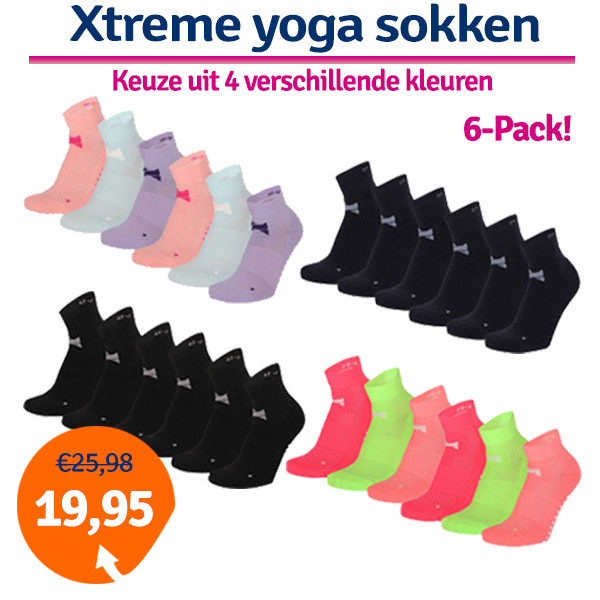 Een Dag Actie - Dagaanbieding Xtreme Yoga Sokken 6-Pack