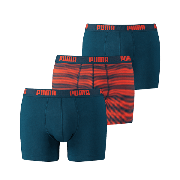 Een Dag Actie - Puma 3-Pack Printed Stripe Design Boxershorts Blue/Orange