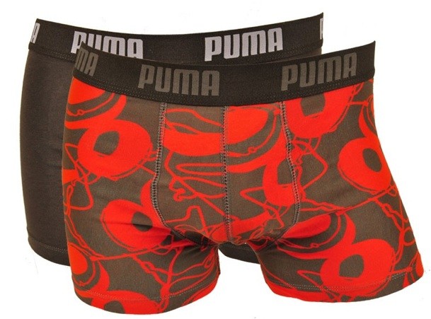 Een Dag Actie - Puma Boxershorts Donker Khaki Rood Duo Verpakking