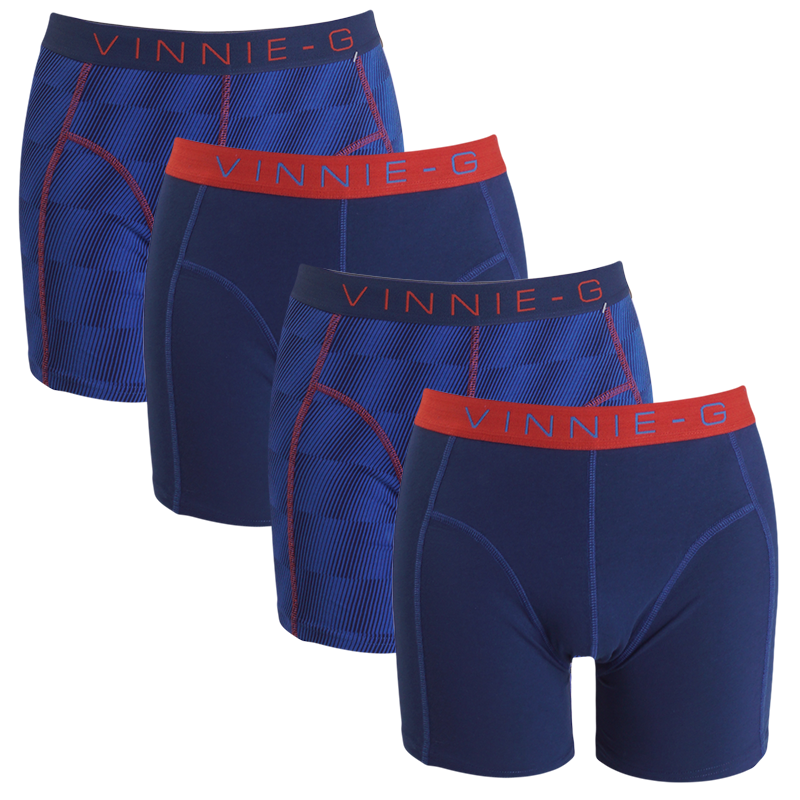 Een Dag Actie - Vinnie-G Boxershorts Flame Blue Print 4-Pack