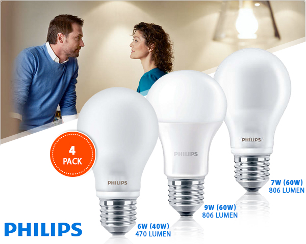 1 Day Fly - 4-​Pack Philips Matte Warmwitte E27 Peerlampen