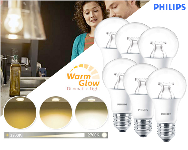 1 Day Fly - 6-​Pack Philips Warm Glow Dimbare E27 Led Lamp Helder Of Mat