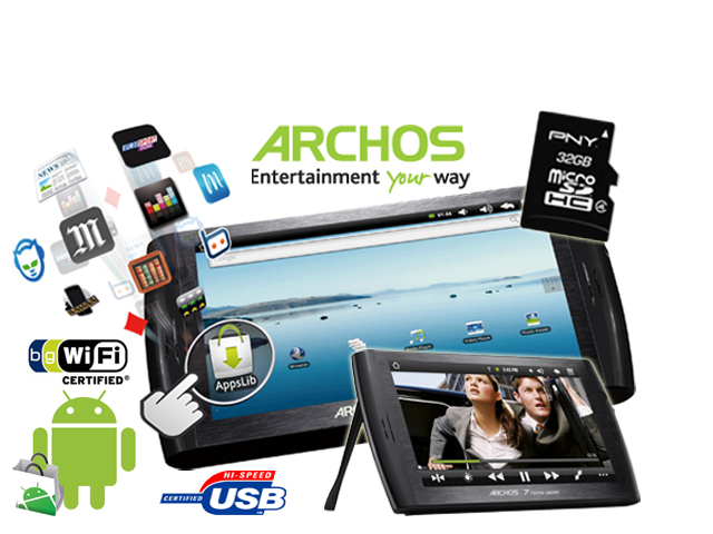 1 Day Fly - Archos 7 Inch Home Tablet Met Android Eclair En 32Gb Pny Geheugenkaart