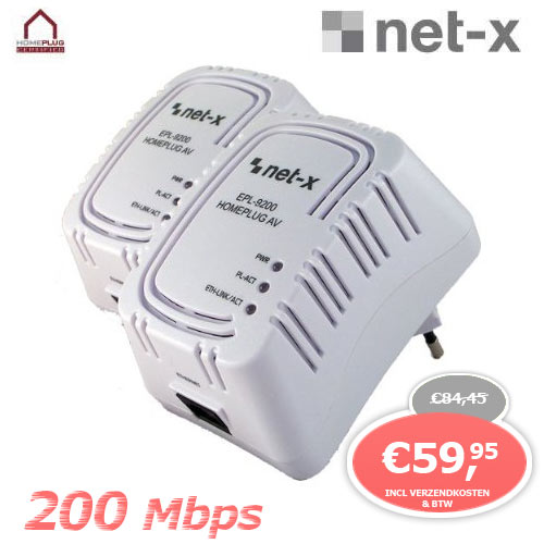 1 Day Fly - Net-x Homeplug Turbo 200 Mbps Twinpack