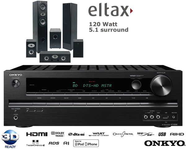 1 Day Fly - Onkyo 3D 5.1 Home Theater Receiver Met Eltax Speaker Set