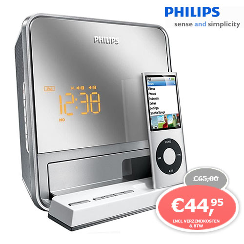 1 Day Fly - Philips Wekkerradio Met  Ipod Dock