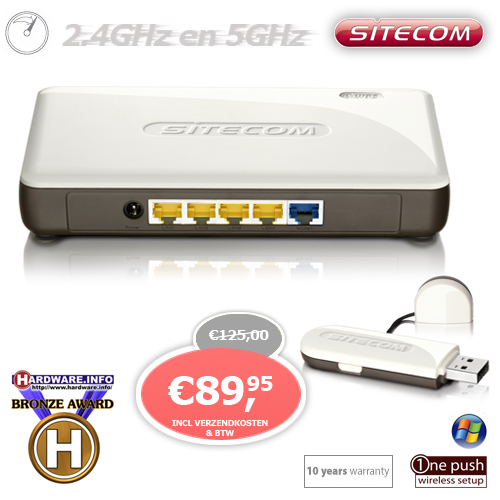 1 Day Fly - Sitecom Concurrent Wireless Dualband Router 300N