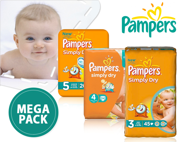 1 Day Fly Lady - Megaverpakking Pampers Simply Dry Maat 3/4/5