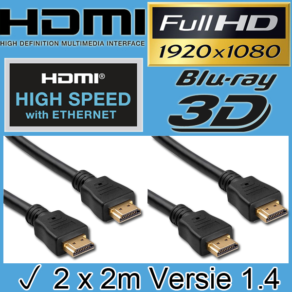 1masterdeal - 2X 2M Full Hd High Speed Hdmi 1.4