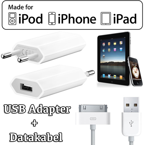 1masterdeal - Usb Power Adapter + Kabel Voor Iphone