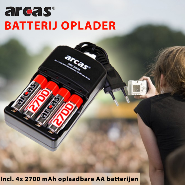 24 Deluxe - Arcas Batterijlader Inclusief 4 Aa Batterijen