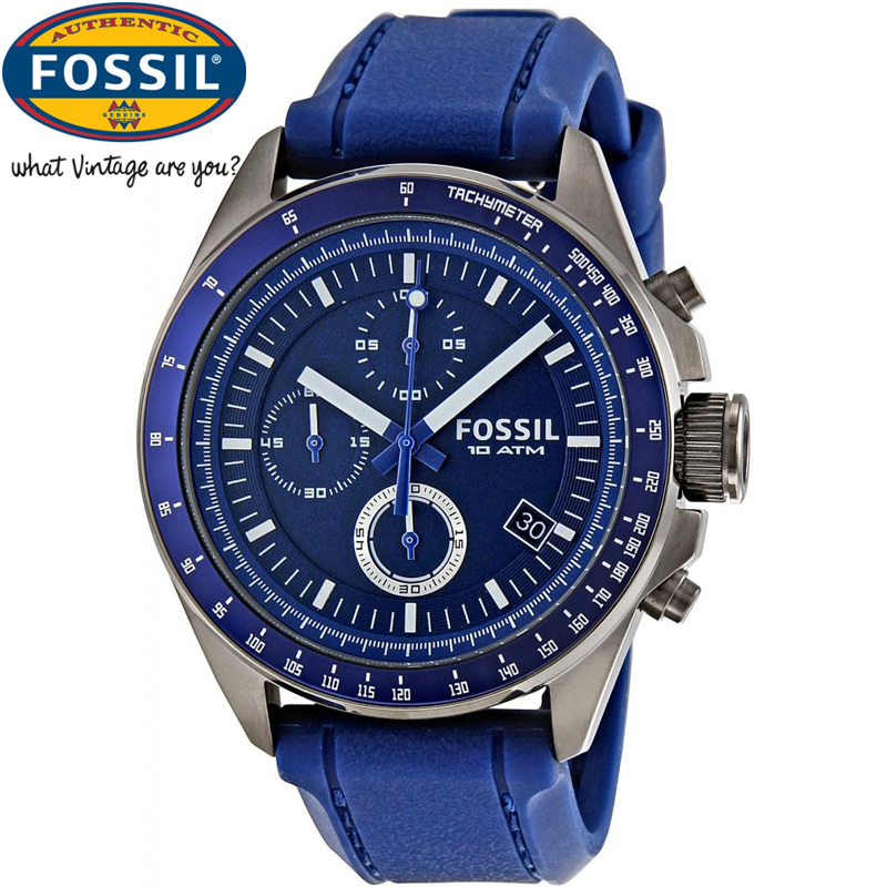 24 Deluxe - Fossil Decker Blue Unisex Horloge