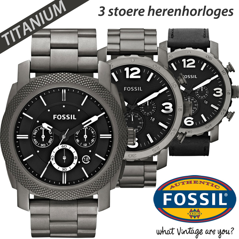 24 Deluxe - Fossil Titanium Chronograaf Horloges