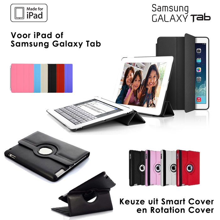 24 Deluxe - Smart Of Rotation Cover Voor Ipad Of Samsung Tablet