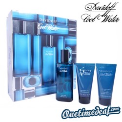 One Time Deal - Davidoff  Cool Water Edt 75Ml + Showergel 50Ml + Aftershave Balm 50Ml