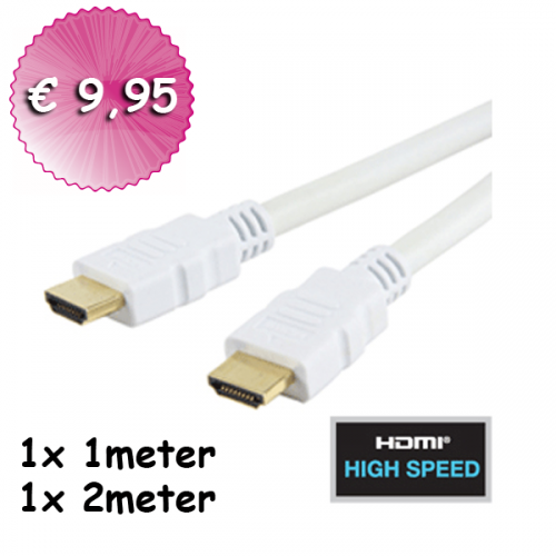 Buy This Today - Witte Hdmi 1.3 Kabels Verguld 1X 1 M En 1X 2 M