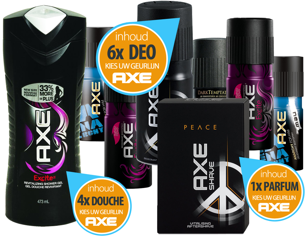 Click to Buy - 11- Delig AXE MEGA Voordeel Pakket (!!)
