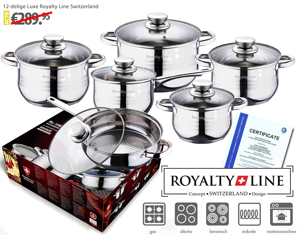 Click to Buy - 12-Delige Swiss Royalty Line Pannenset