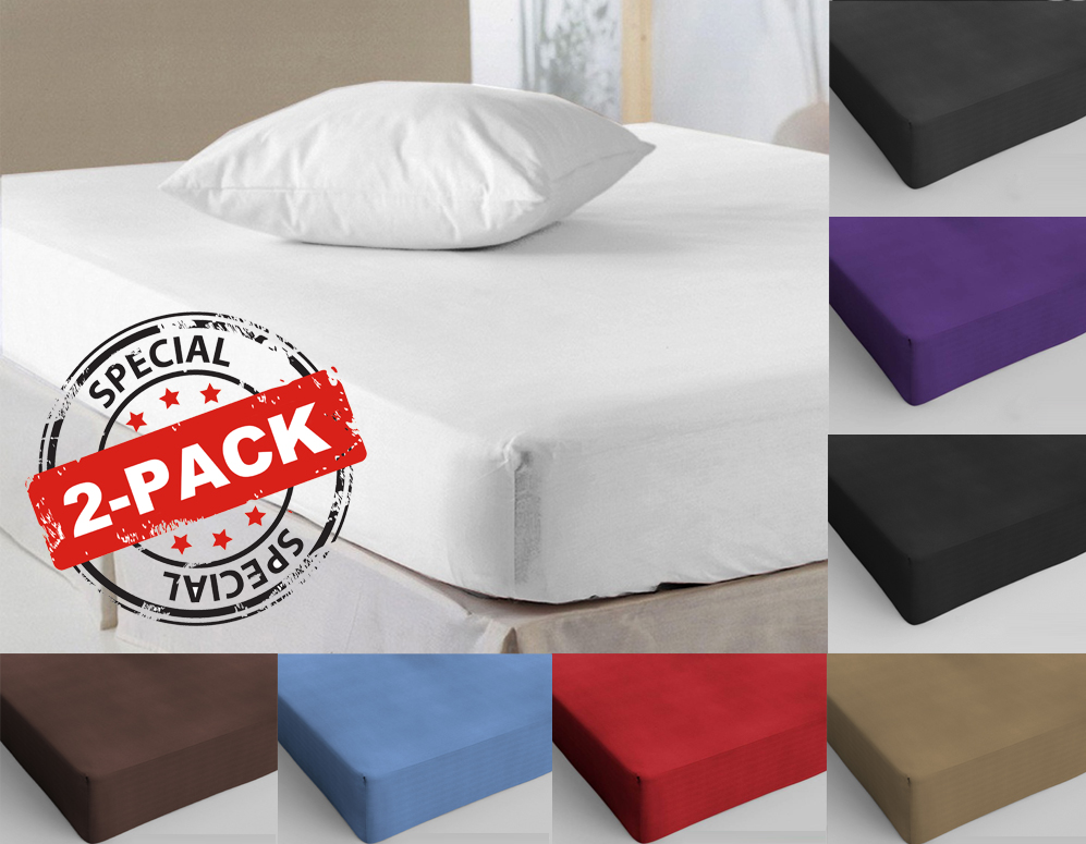 Click to Buy - 2-pack Luxe Jersey hoeslakens - 100% katoen, kies uit 12 kleuren en 4 maten