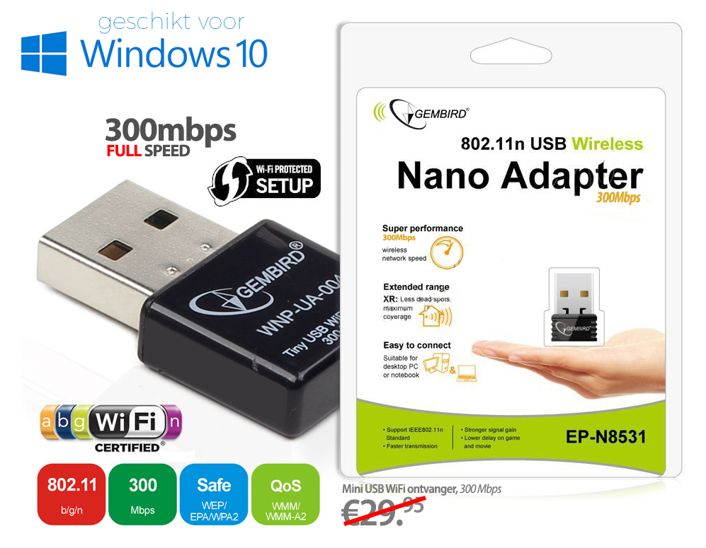 Click to Buy - 300Mbps USB WiFi Adapter (PC/Tablet etc)