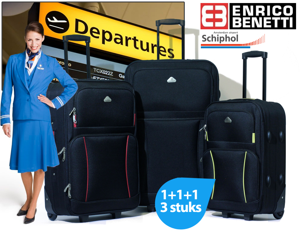 Click to Buy - 3-Delige - Trolley Kofferset Enrico Benetti