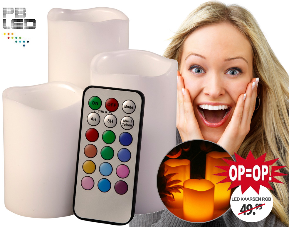 Click to Buy - 3x LED RGB Kaarsen + Afstandsbediening