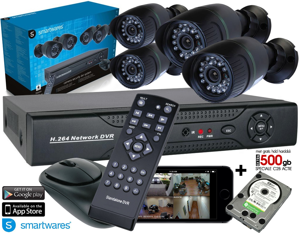 Click to Buy - 4ch 500GB HDD DVR Camera Systeem