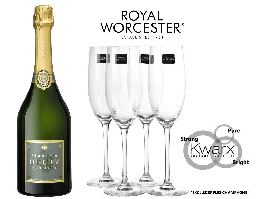 Click to Buy - 4x Royal Worcester Kwarx Champagne glazen