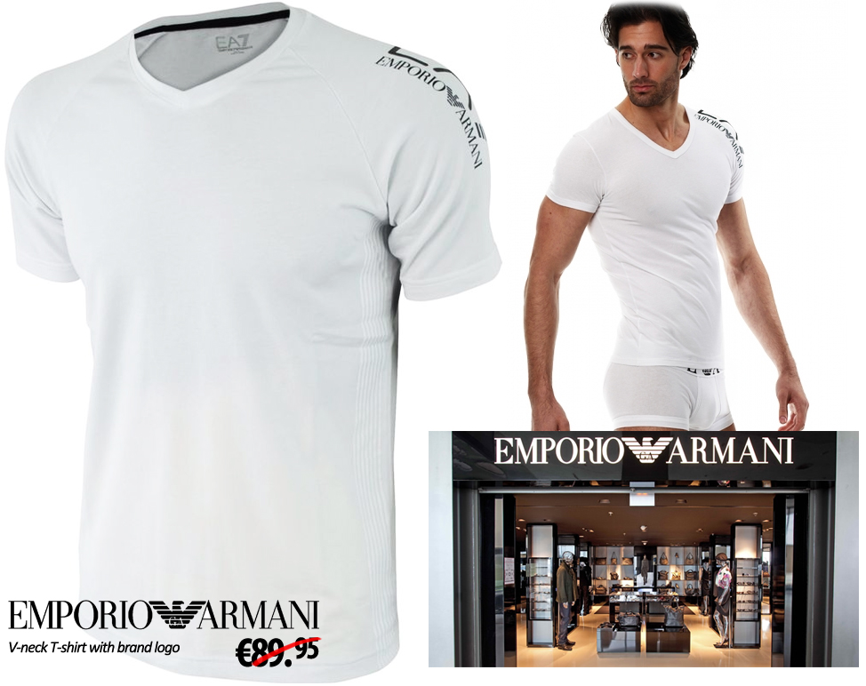 Click to Buy - Armani V-neck T-shirt (Met EA7 Logo)