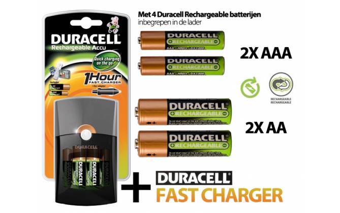 Click to Buy - Duracell Fast Charger + Batterijen