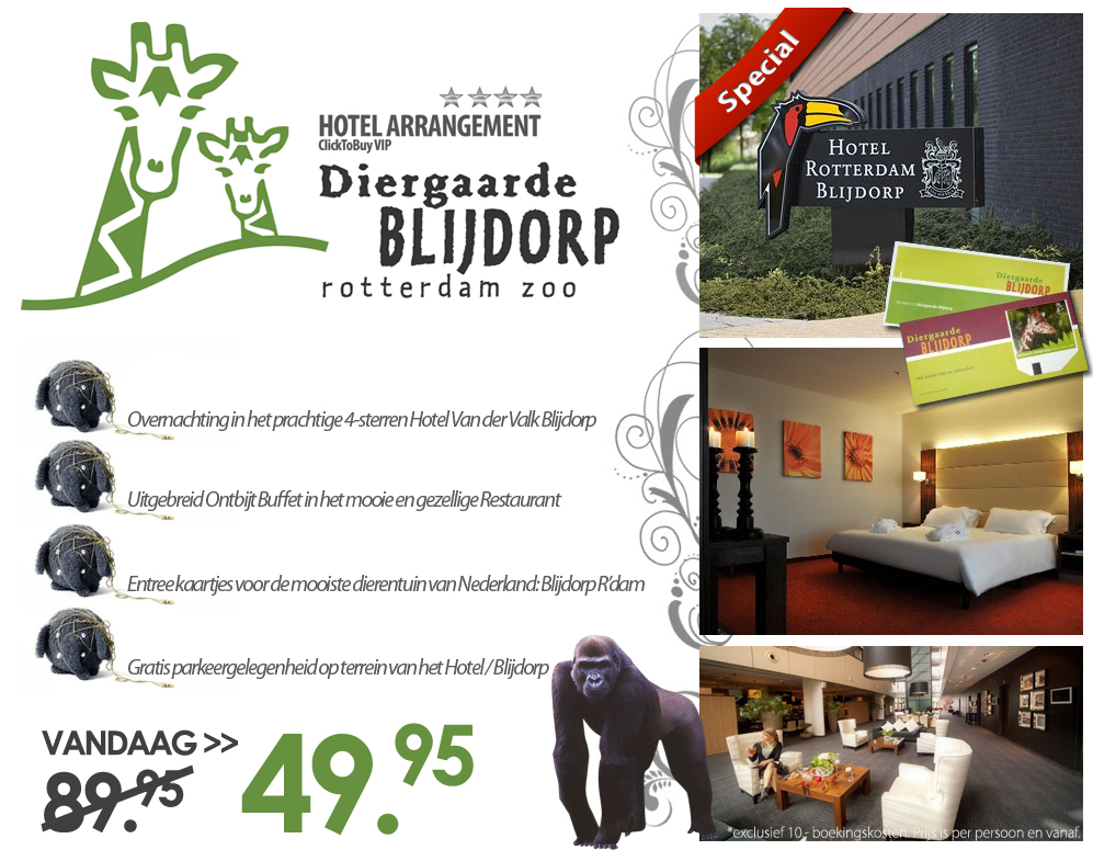 Click to Buy - Hotel Blijdorp VIP-Arrangement ****