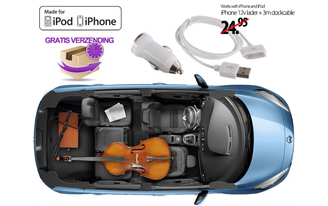 Click to Buy - iPhone 12v lader + 3m Docking-cable