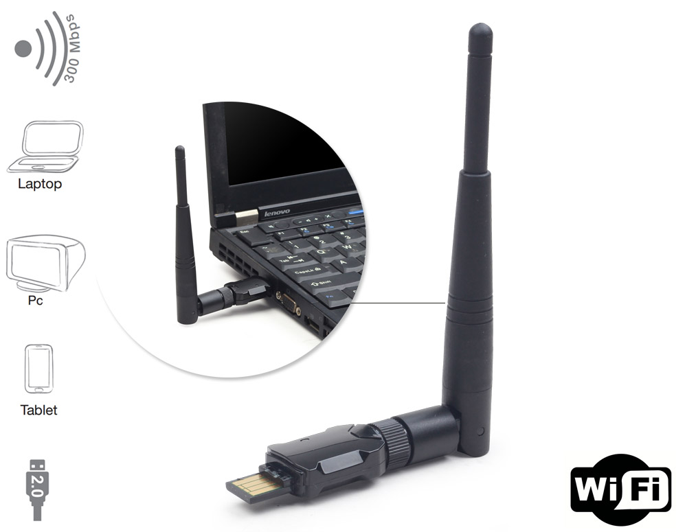 Click to Buy - Krachtige USB WiFi ontvanger 300Mbps