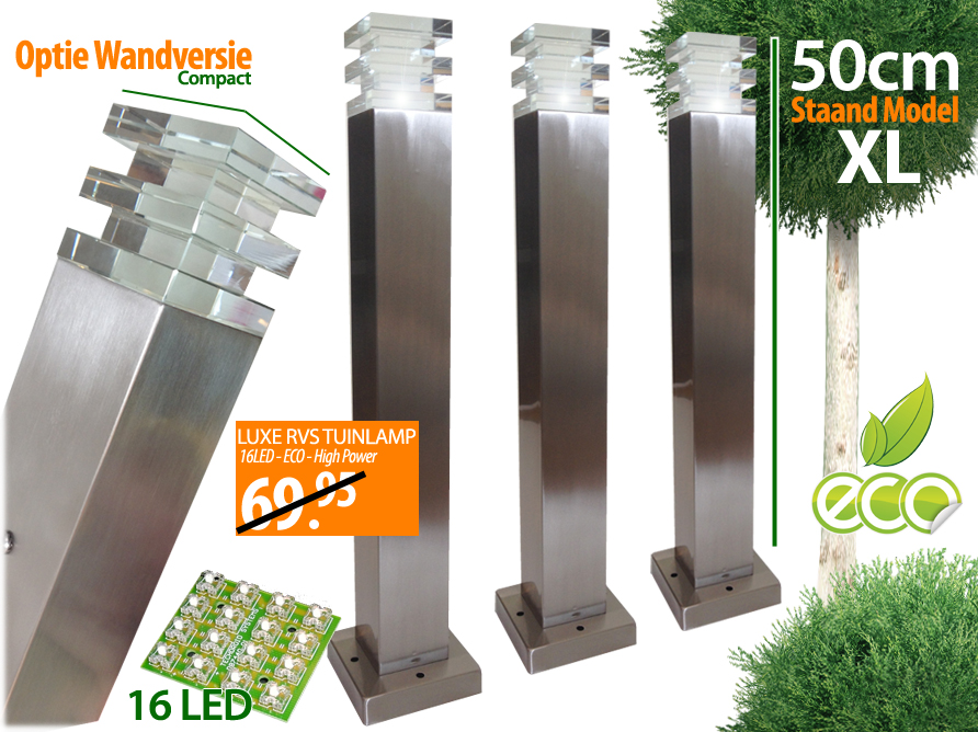 Click to Buy - RVS Tuinlamp 50cm / 16-Led (220v)